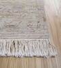 Ivory Distressed Wool 5 ft x 7 ft Hand Knotted Carpet