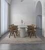 Ivory Distressed Wool 5 ft x 7 ft Hand Knotted Carpet