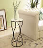Ivory Eclipse End Table in Black Finish