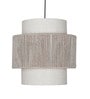 Ivory Fabric & Beige Rope 3-Tier Drum Pendant Light