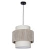 Ivory Fabric & Beige Rope 3-Tier Drum Pendant Light
