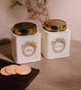 Ivory Finish Steel Storage Canisters Set of 2