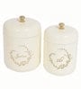 Ivory Finish Steel Storage Canisters Set of 2