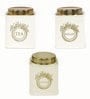 Ivory Finish Steel Storage Canisters Set of 3