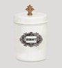 Ivory Finish Steel Storage Canisters Set of 2