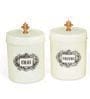 Ivory Finish Steel Storage Canisters Set of 2