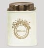 Ivory Finish Steel Storage Canisters Set of 2