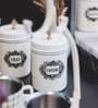 Ivory Finish Steel Storage Canisters Set of 2
