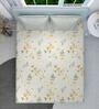 Ivory Floral 160 TC Microfiber Queen Sized Double Bedsheet with 2 Pillow Covers Lush Serenity Collection