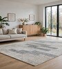Ivory Geometric Wool And Cotton 7 X 5 Feet Hand Tufted Carpet