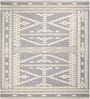 Ivory Geometric Wool And Cotton 8 X 5 Feet Hand Tufted Carpet