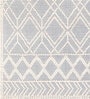 Ivory Geometrical Wool and Cotton 5 x 7 Feet Hand Woven Carpet