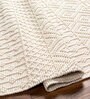Ivory Geometrical Wool and Cotton 5 x 7 Feet Hand Woven Carpet