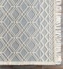 Ivory Geometrical Wool and Cotton 5 x 7 Feet Hand Woven Carpet