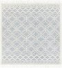 Ivory Geometrical Wool and Cotton 5 x 7 Feet Hand Woven Carpet