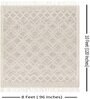 Ivory Geometrical Wool and Cotton 8 x 10 Feet Hand Woven Carpet