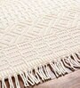 Ivory Geometrical Wool and Cotton 8 x 10 Feet Hand Woven Carpet