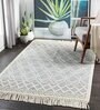 Ivory Geometrical Wool and Cotton 8 x 10 Feet Hand Woven Carpet