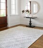 Ivory Geometrical Wool and Cotton 8 x 10 Feet Hand Woven Carpet