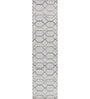 Ivory Geometrical Wool and Viscose 3 ft X 10 ft Flat Weaves Runner