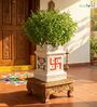 Ivory Ceramic Tulsi Floor Planter