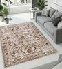 Ivory Persian Polyester 6 ft x 9 ft Machine Made Carpet