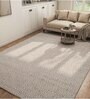 Ivory Polyester Floral 60 x 84 Inches Flat Weaves Dhurries