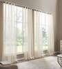 Ivory Polyester Solid 8 Ft Sheer Eyelet 2 Curtains