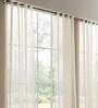 Ivory Polyester Solid 8 Ft Sheer Eyelet 2 Curtains