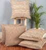Ivory Textured Polyester 16 x 16 Inches Cushion Covers (Set of 5)
