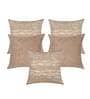 Ivory Textured Polyester 16 x 16 Inches Cushion Covers (Set of 5)