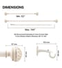 Ivory Round Striped Iron Expandable 1 Curtain Rod with Accessories ( 52 to 144 Inches)