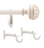 Ivory Round Striped Iron Expandable 1 Curtain Rod with Accessories ( 52 to 144 Inches)