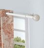 Ivory Round Striped Iron Expandable 1 Curtain Rod with Accessories ( 52 to 144 Inches)