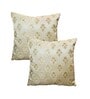 Ivory Silk blend Brocade Meenakari Floral 16x16 inches Cushion Covers (Set of 2)
