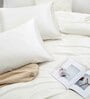 Ivory Solid 400 TC Satin King Fitted Bedsheet with 2 Satin Pillow covers