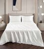 Ivory Solid 400 TC Satin King Fitted Bedsheet with 2 Satin Pillow covers