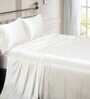 Ivory Solid 400 TC Satin Queen Fitted Bedsheet with 2 Satin Pillow covers