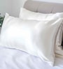 Ivory Solid 400 TC Satin Set of 2 Pillow Covers