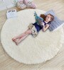 Ivory Solid Polyester 5x5 Feet Machine Made Shaggy Round Carpet