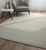 Ivory Solid Wool & Viscose 9 ft x 12 ft Hand Woven Carpet