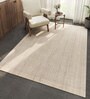 Ivory Solid Wool 6 ft X 9 ft Hand Woven Carpet