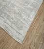 Ivory Solid Wool and Viscose 6 ft X 9 ft Hand Woven Carpet