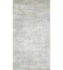 Ivory Solid Wool and Viscose 6 ft X 9 ft Hand Woven Carpet