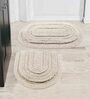 Ivory Striped Cotton 19x27 Inches AntiSkid (Set of 2) Bath Mats