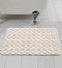 Ivory Geometric Cotton 17x25 Inches AntiSkid Bath Mat