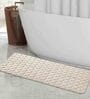 Ivory Geometric Cotton 17x39 Inches AntiSkid Bath Mat