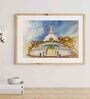 Shanti Stupa Ivory White Landscape Framed Digital Art Print