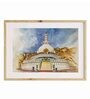 Shanti Stupa Ivory White Landscape Framed Digital Art Print