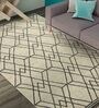 Beige Geometric Wool 8 ft x 10 ft Hand Tufted Carpet